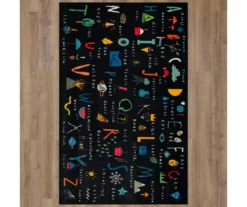 ABC Letters Black Multi-Color Area Rug, (5' X 8') 12 ABC Letters Black Multi-Color Area Rug, (5' X 8') -Cuisinart Store 810599895 A0 2