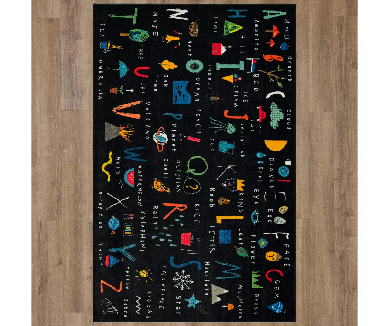 ABC Letters Black Multi-Color Area Rug, (5' X 8') 4 ABC Letters Black Multi-Color Area Rug, (5' X 8') - Image 4