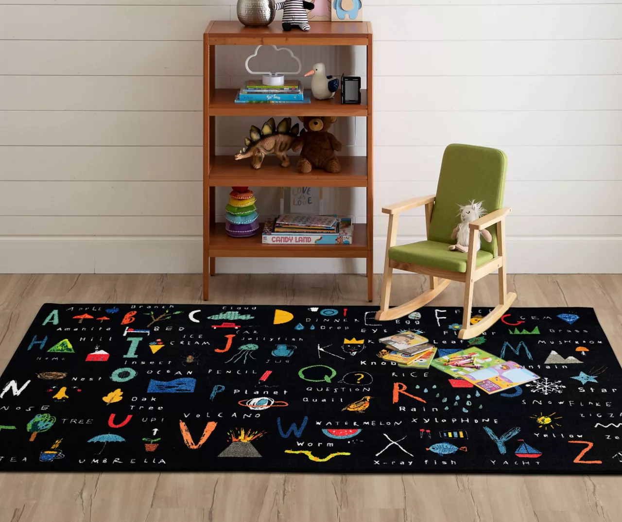 ABC Letters Black Multi-Color Area Rug, (5' X 8') 6 ABC Letters Black Multi-Color Area Rug, (5' X 8') - Image 6