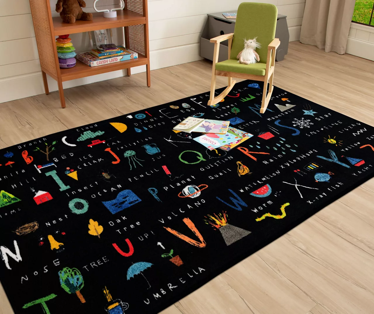 ABC Letters Black Multi-Color Area Rug, (5' X 8') 8 ABC Letters Black Multi-Color Area Rug, (5' X 8') - Image 8