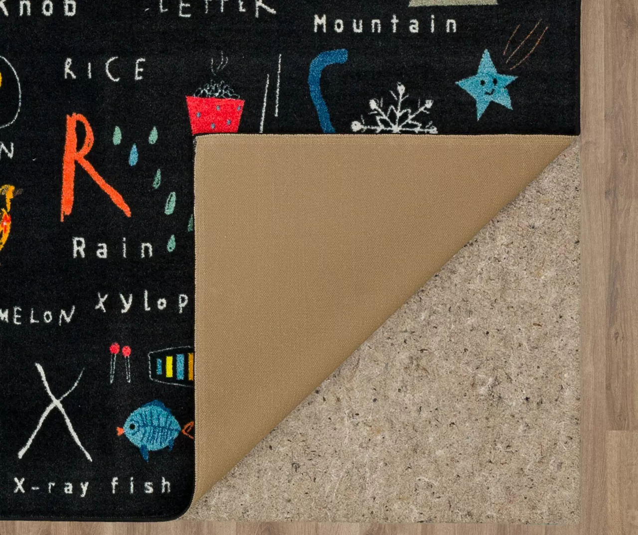 ABC Letters Black Multi-Color Area Rug, (5' X 8') 3 ABC Letters Black Multi-Color Area Rug, (5' X 8') - Image 3