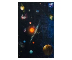 Black & Multi-Color Solar System Area Rug, (3' 4" X 5')