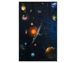 Black & Multi-Color Solar System Area Rug, (8' X 10')