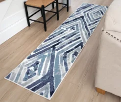 Pamona Blue & White Geometric Area Rug, (2' X 8') -Cuisinart Store 810600256 A0 3
