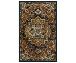 Eason Brown & Navy Ornamental Area Rug, (7.5' X 10')
