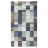 Avenue Blue & White Line Blocks Area Rug, (6' X 9')