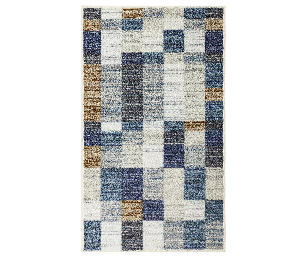 Avenue Blue & White Line Blocks Area Rug, (6' X 9') 1 Avenue Blue & White Line Blocks Area Rug, (6' X 9')