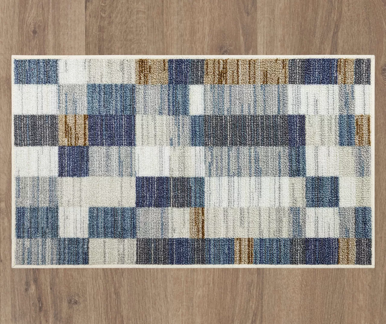 Avenue Blue & White Line Blocks Area Rug, (6' X 9') 3 Avenue Blue & White Line Blocks Area Rug, (6' X 9') - Image 3