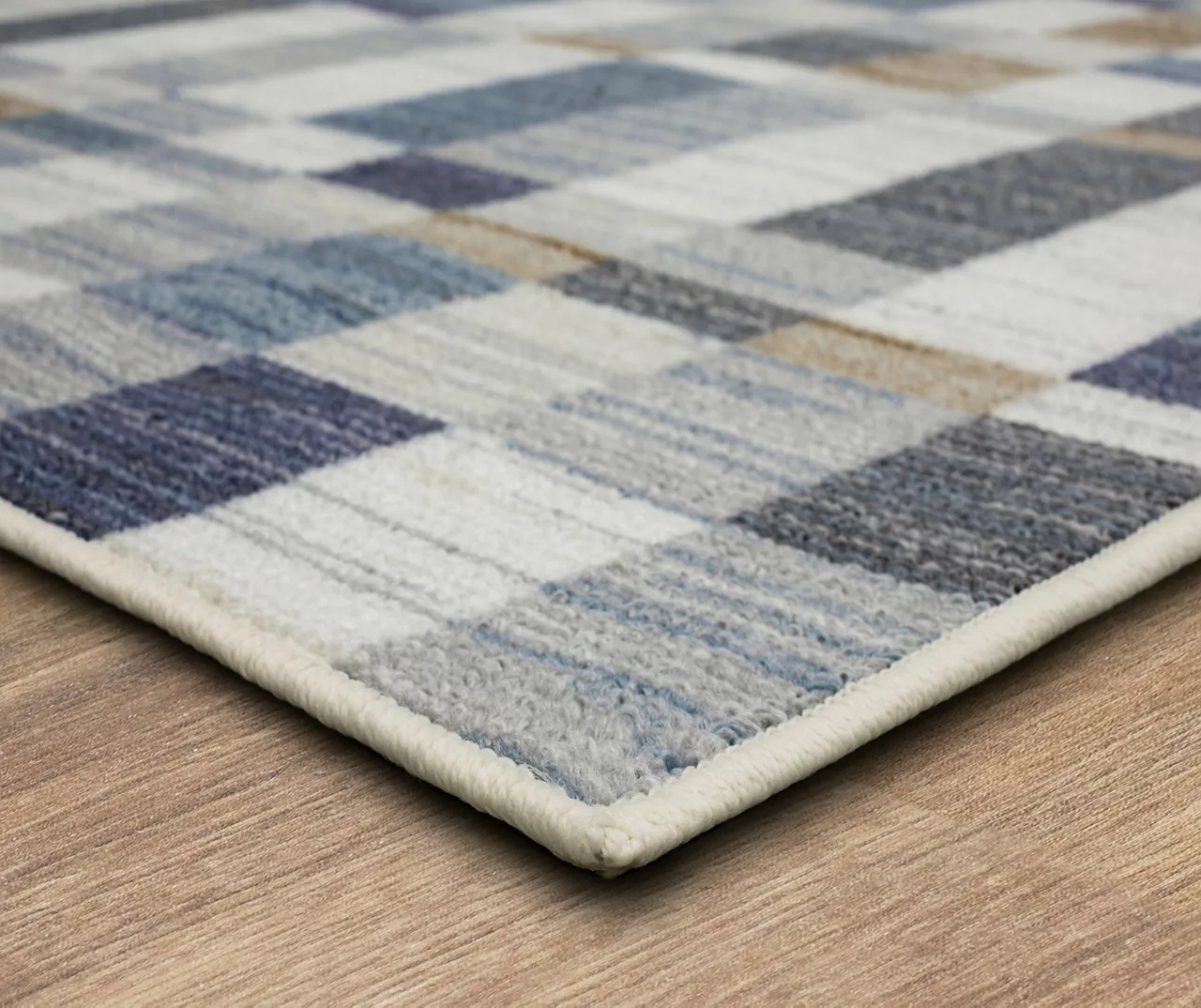 Avenue Blue & White Line Blocks Area Rug, (6' X 9') 2 Avenue Blue & White Line Blocks Area Rug, (6' X 9') - Image 2