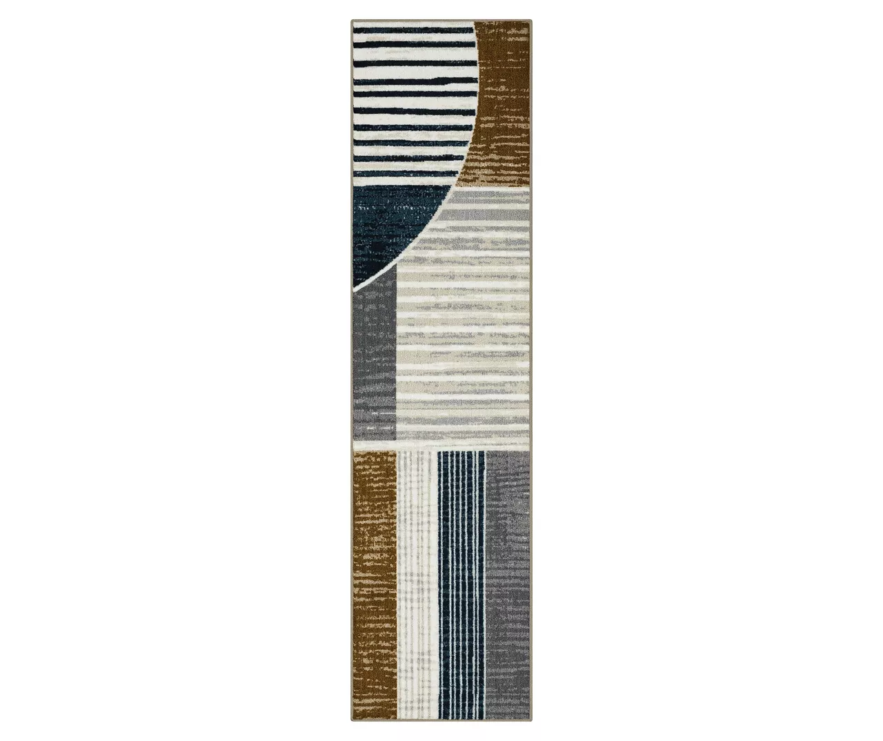 Rain Creek Blue & Brown Line Geometric Area Rug, (2' X 8') 1 Rain Creek Blue & Brown Line Geometric Area Rug, (2' X 8')
