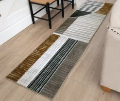 Rain Creek Blue & Brown Line Geometric Area Rug, (2' X 8') 10 Rain Creek Blue & Brown Line Geometric Area Rug, (2' X 8') -Cuisinart Store 810600293 A0 3