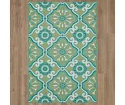 Waterside Teal & White Geometric Outdoor Area Rug, (4' X 5.5') -Cuisinart Store 810600315 A0 2