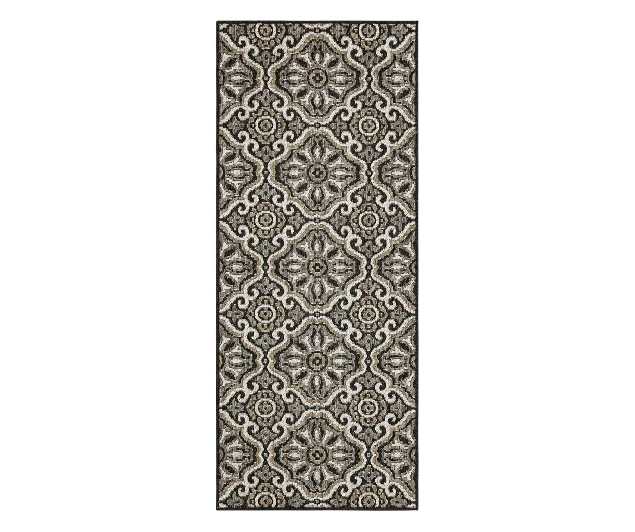 Waterside Dark Gray & Taupe Geometric Outdoor Area Rug, (2.5' X 6') 1 Waterside Dark Gray & Taupe Geometric Outdoor Area Rug, (2.5' X 6')