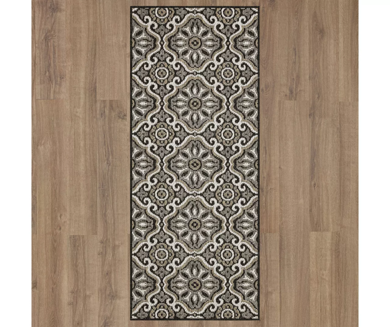 Waterside Dark Gray & Taupe Geometric Outdoor Area Rug, (2.5' X 6') 4 Waterside Dark Gray & Taupe Geometric Outdoor Area Rug, (2.5' X 6') - Image 4