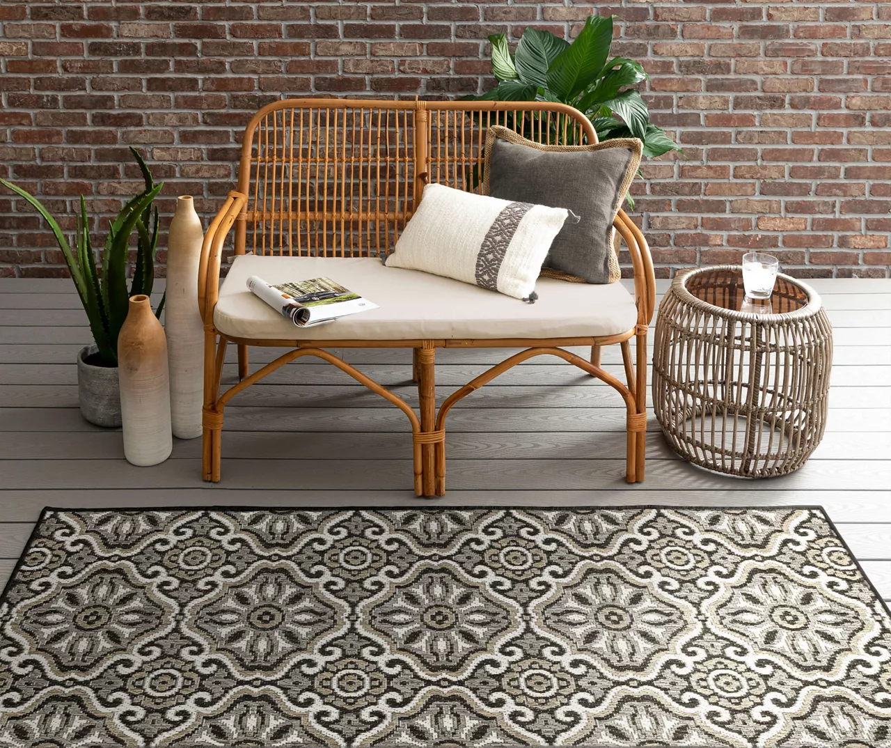 Waterside Dark Gray & Taupe Geometric Outdoor Area Rug, (2.5' X 6') 6 Waterside Dark Gray & Taupe Geometric Outdoor Area Rug, (2.5' X 6') - Image 6