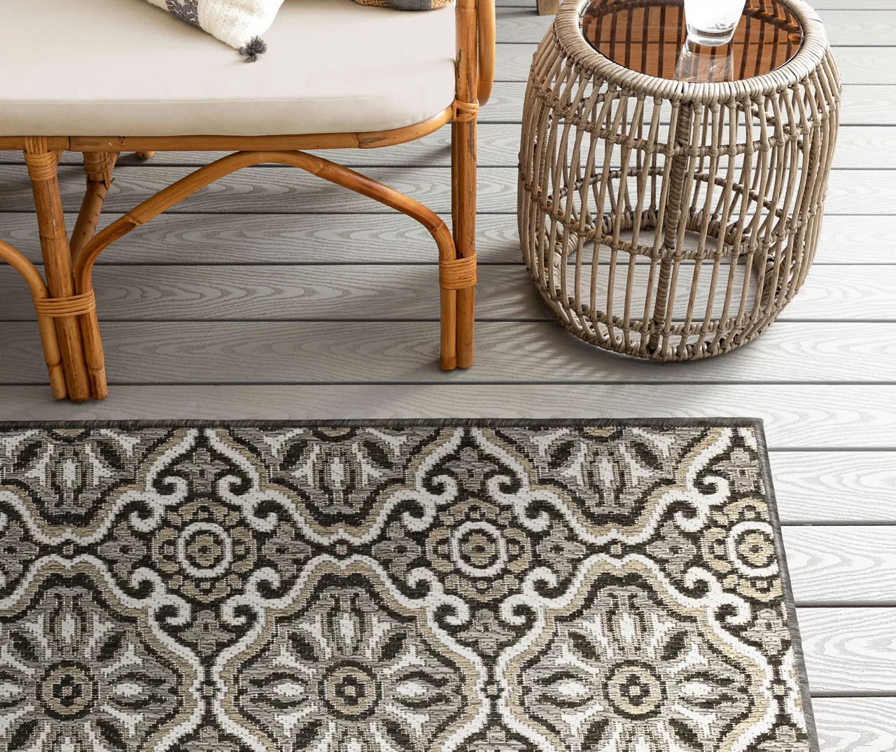 Waterside Dark Gray & Taupe Geometric Outdoor Area Rug, (2.5' X 6') 8 Waterside Dark Gray & Taupe Geometric Outdoor Area Rug, (2.5' X 6') - Image 8