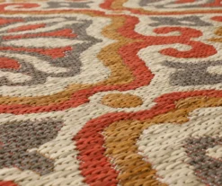 Waterside Rust & Tan Geometric Outdoor Area Rug, (2.5' X 6') -Cuisinart Store 810600330 A8 3