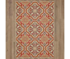 Waterside Rust & Tan Geometric Outdoor Area Rug, (4' X 5.5') -Cuisinart Store 810600331 A0 2