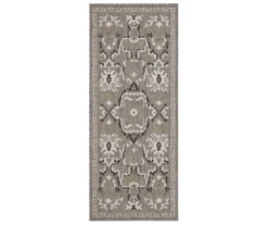 Coastal Desire Taupe & White Ornamental Outdoor Area Rug, (2.5' X 6')