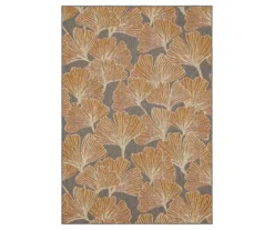 Treasured Garden Rust & Gray Botanical Outdoor Area Rug, (4' X 5.5')