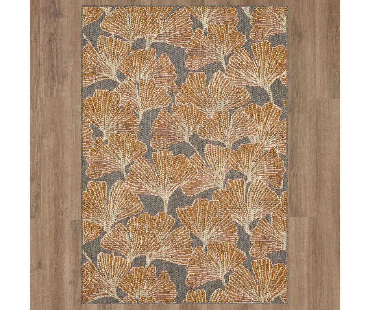 Treasured Garden Rust & Gray Botanical Outdoor Area Rug, (4' X 5.5') 3 Treasured Garden Rust & Gray Botanical Outdoor Area Rug, (4' X 5.5') - Image 3