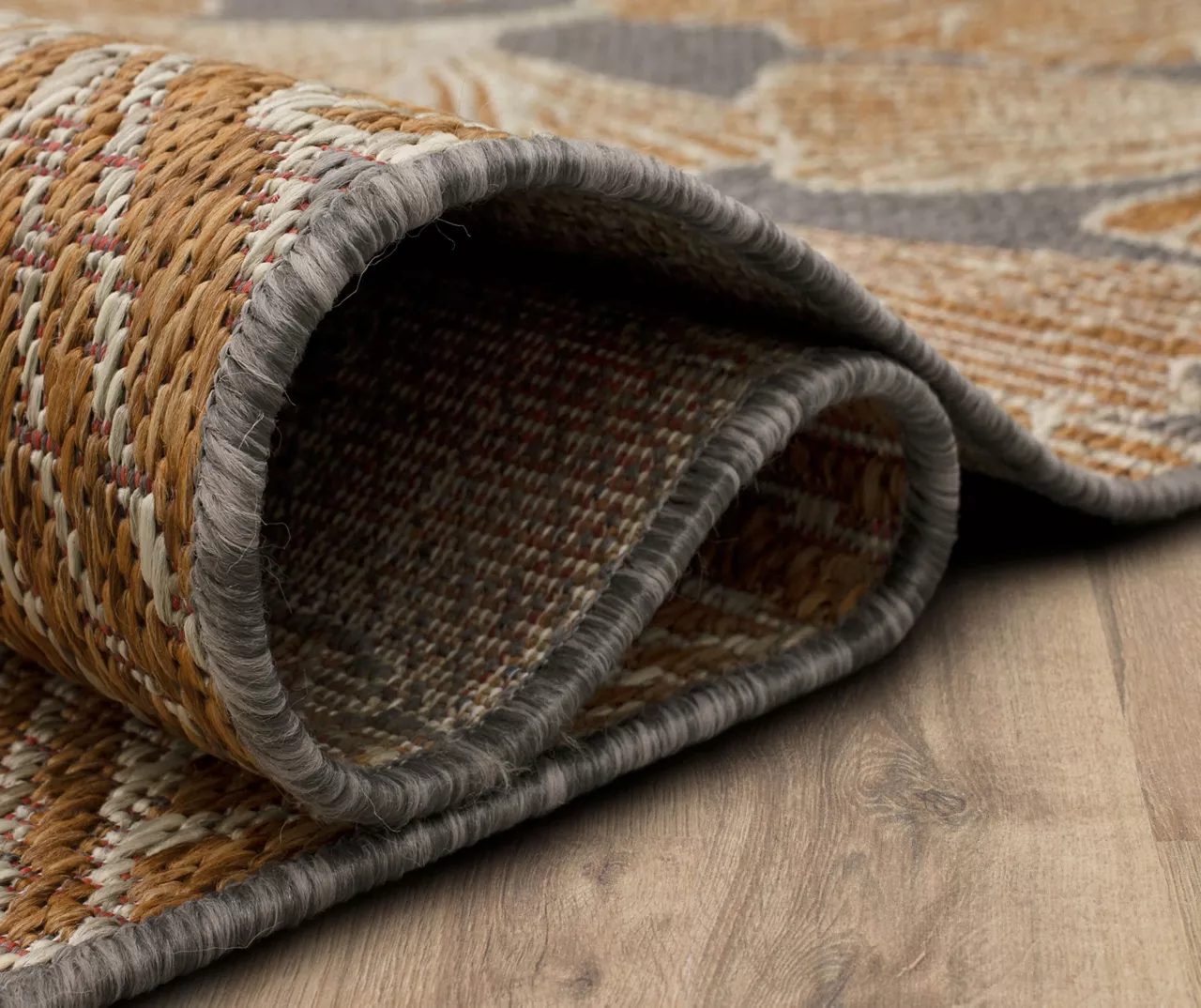 Treasured Garden Rust & Gray Botanical Outdoor Area Rug, (4' X 5.5') 7 Treasured Garden Rust & Gray Botanical Outdoor Area Rug, (4' X 5.5') - Image 7