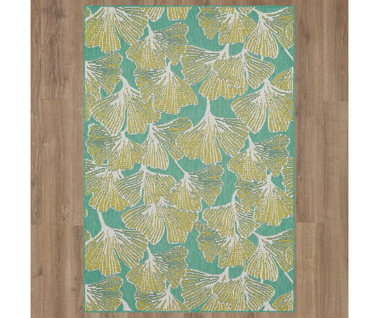 Treasured Garden Lime Green & Turquoise Botanical Outdoor Area Rug, (8' X 10') 3 Treasured Garden Lime Green & Turquoise Botanical Outdoor Area Rug, (8' X 10') - Image 3