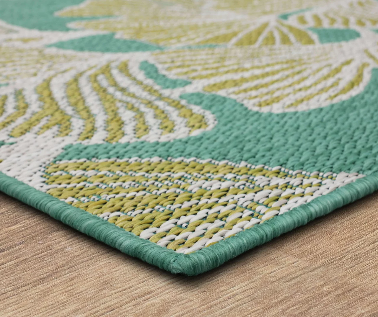 Treasured Garden Lime Green & Turquoise Botanical Outdoor Area Rug, (8' X 10') 2 Treasured Garden Lime Green & Turquoise Botanical Outdoor Area Rug, (8' X 10') - Image 2