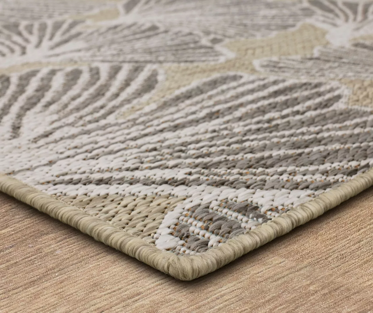 Treasured Garden Beige & Tan Botanical Outdoor Area Rug, (4' X 5.5') 2 Treasured Garden Beige & Tan Botanical Outdoor Area Rug, (4' X 5.5') - Image 2