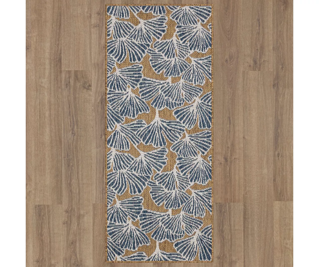 Treasured Garden Navy & Brown Botanical Outdoor Area Rug, (2.5' X 6') 3 Treasured Garden Navy & Brown Botanical Outdoor Area Rug, (2.5' X 6') - Image 3