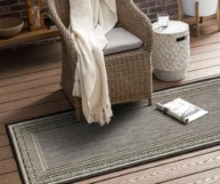 Panama Dark Gray & Black Geo-Bordered Outdoor Area Rug, (2.5' X 6') -Cuisinart Store 810600366 A0 3