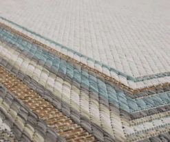 Panama Light Gray & Turquoise Geo-Bordered Outdoor Area Rug, (2.5' X 6') 14 Panama Light Gray & Turquoise Geo-Bordered Outdoor Area Rug, (2.5' X 6') -Cuisinart Store 810600370 A8 3