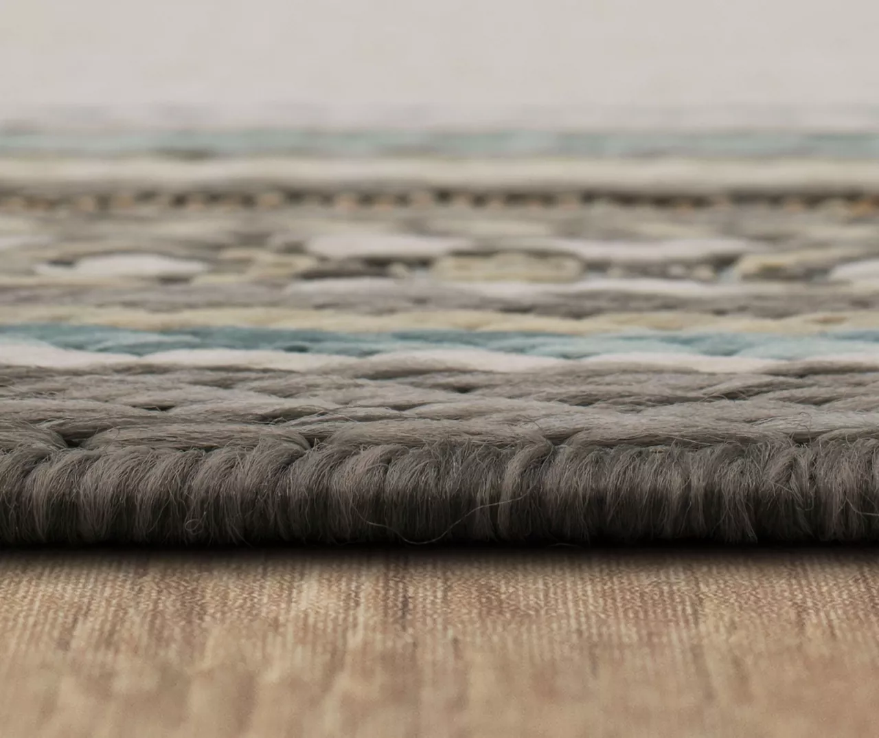 Panama Light Gray & Turquoise Geo-Bordered Outdoor Area Rug, (2.5' X 6') 8 Panama Light Gray & Turquoise Geo-Bordered Outdoor Area Rug, (2.5' X 6') - Image 8