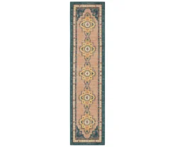 Coeus Green & Beige Ornamental Area Rug, (2' X 8')