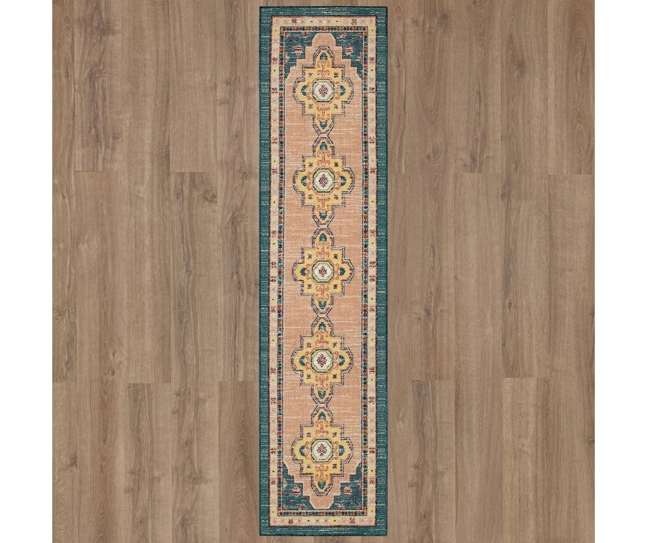 Coeus Green & Beige Ornamental Area Rug, (2' X 8') 4 Coeus Green & Beige Ornamental Area Rug, (2' X 8') - Image 4