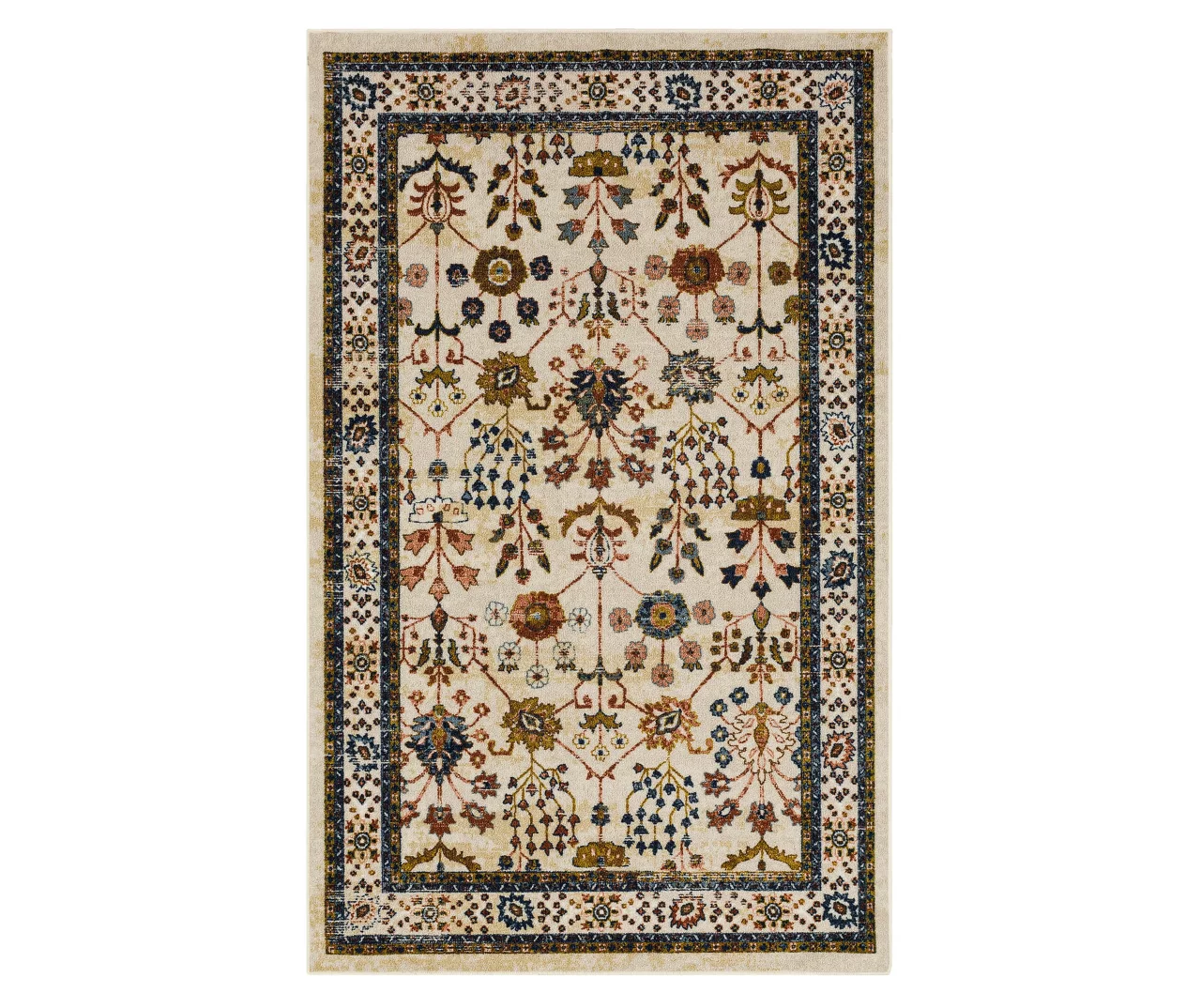 Muskberry Cream & Brown Floral Area Rug, (5' X 8') 1 Muskberry Cream & Brown Floral Area Rug, (5' X 8')