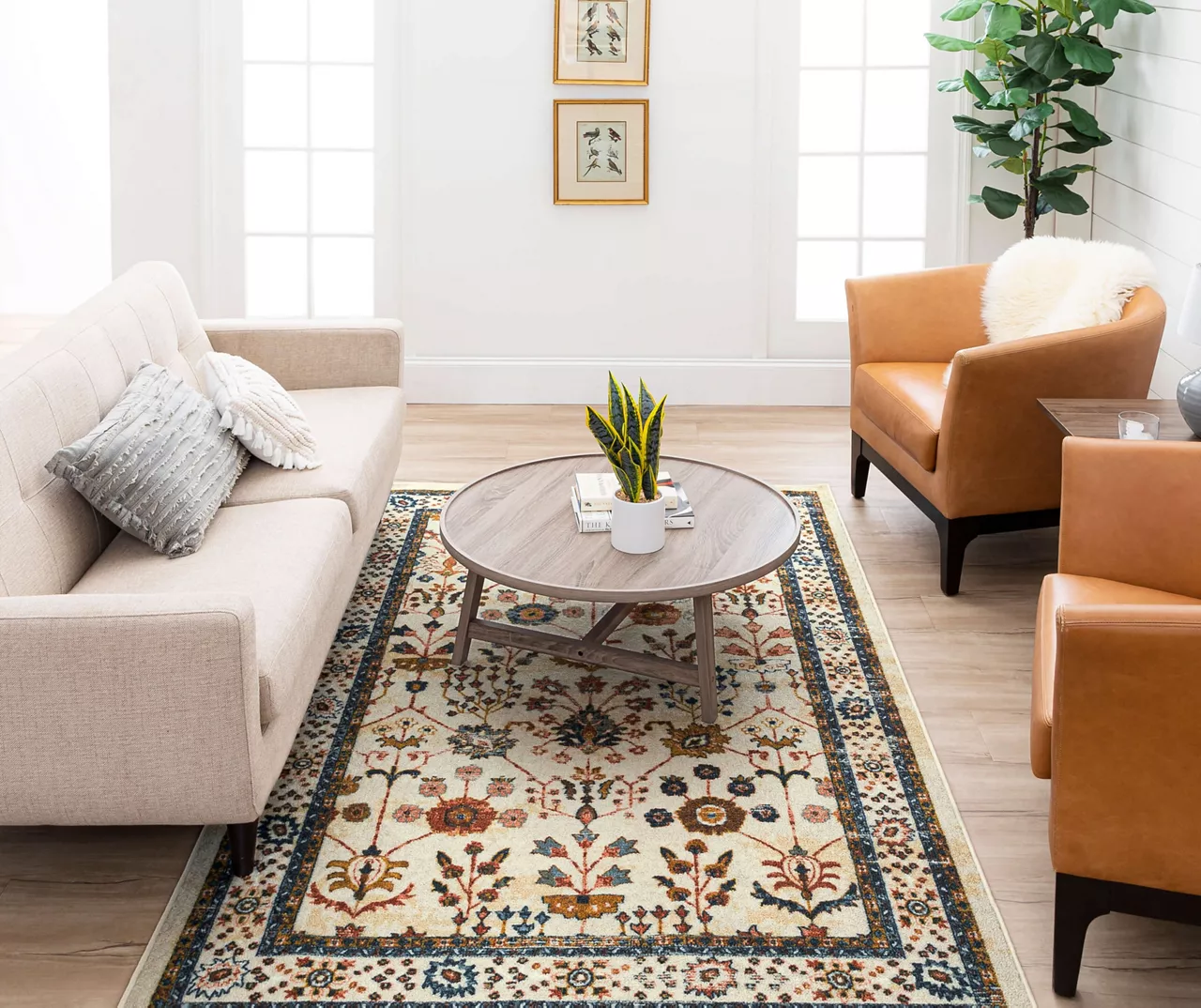 Muskberry Cream & Brown Floral Area Rug, (5' X 8') 6 Muskberry Cream & Brown Floral Area Rug, (5' X 8') - Image 6