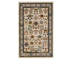 Muskberry Cream & Brown Floral Area Rug, (7.5' X 10')