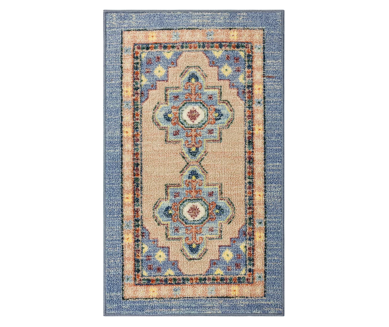 Coeus Blue & Peach Ornamental Area Rug, (7.5' X 10') 1 Coeus Blue & Peach Ornamental Area Rug, (7.5' X 10')