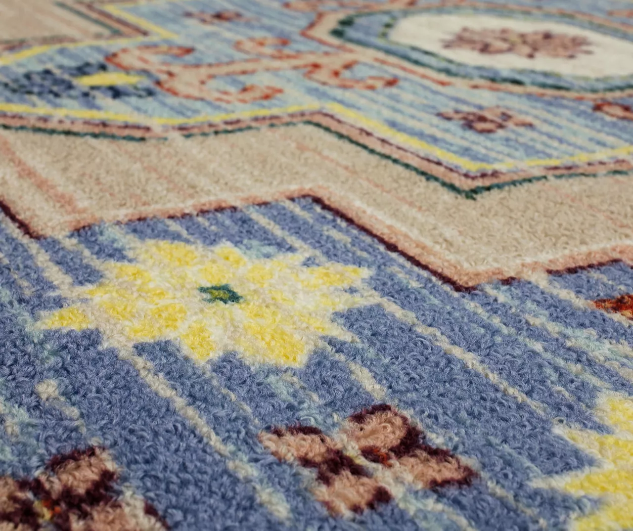 Coeus Blue & Peach Ornamental Area Rug, (7.5' X 10') 6 Coeus Blue & Peach Ornamental Area Rug, (7.5' X 10') - Image 6