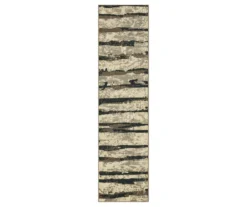 Spectrum Gray & Beige Abstract Stripe Area Rug, (2' X 8')