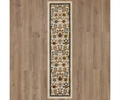 Muskberry Cream & Brown Floral Area Rug, (2' X 8') -Cuisinart Store 810600498 A0 2