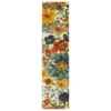 White, Green & Orange Blossoms Area Rug, (2' X 8')