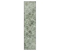 Quatrefoil Fret Charcoal & Dark Teal Area Rug, (2' X 8')