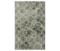 Quatrefoil Fret Charcoal & Dark Teal Area Rug, (8' X 10')