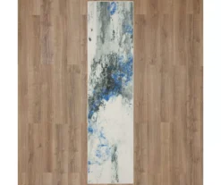 Gold Vein Gray & Blue Abstract Area Rug, (2' X 5')