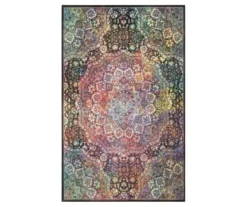 Joliet Black & Multi-Color Mandala Area Rug, (5' X 8')