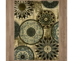 Mohawk Inspired India Beige & Dusty Blue Medallion Area Rug -Cuisinart Store 810600634 A0 2