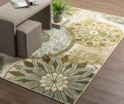 Mohawk Inspired India Beige & Dusty Blue Medallion Area Rug -Cuisinart Store 810600635 A0 4 1
