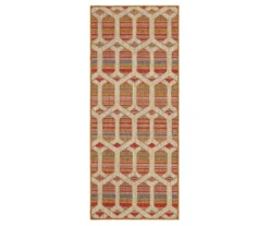 Cabana Rust & Tan Geometric Outdoor Area Rug, (2.5' X 6')